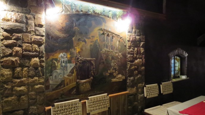 Handpainted murals in the restaurant