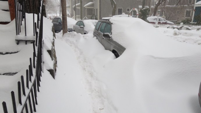 This sidewalk was so clear the day before!