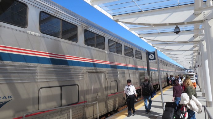 Blue skies and warm weather at Union Station